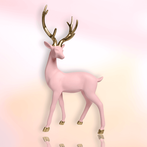 21" Light Pink Deer w/ Gold Antlers