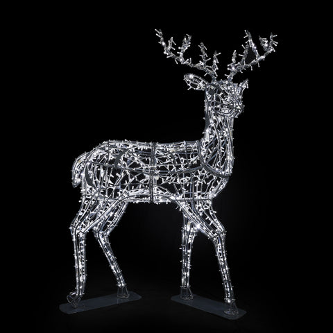 Life-size Deer Buck, LED Lit (Gunmetal/Cold White), 6ft