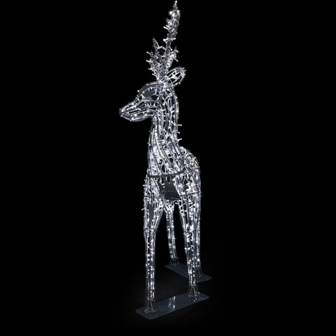 Life-size Deer Buck, LED Lit (Gunmetal/Cold White), 6ft