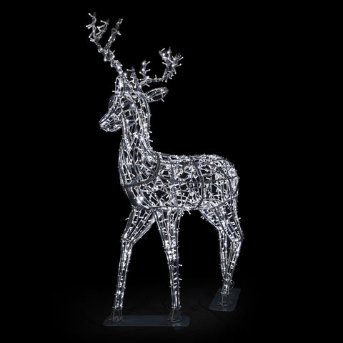Life-size Deer Buck, LED Lit (Gunmetal/Cold White), 6ft