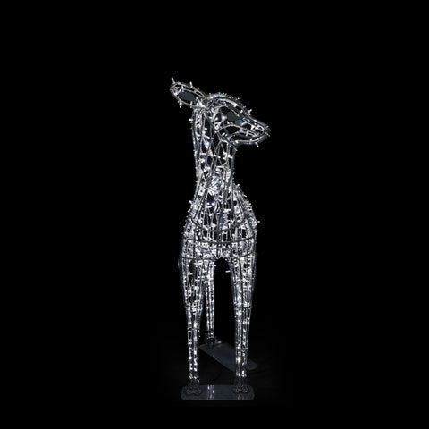 Life-size Deer Roxy, LED Lit (Gunmetal/Cold White), 6ft
