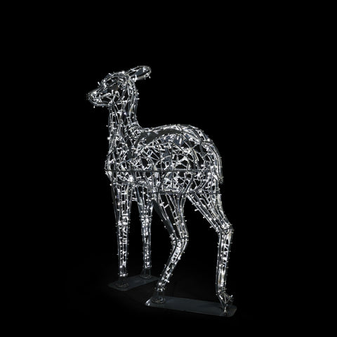 Life-size Deer Roxy, LED Lit (Gunmetal/Cold White), 6ft
