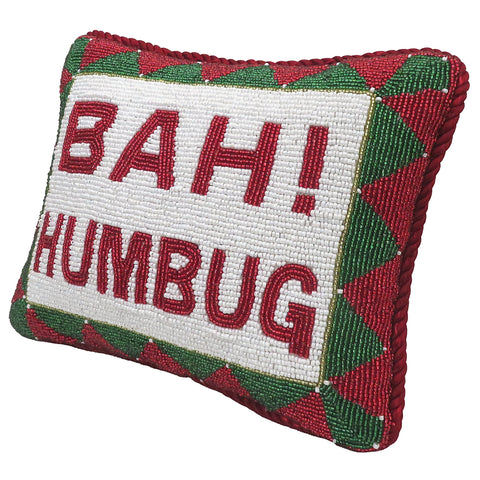 "BAH! HUMBUG" Fully Beaded Pillow, 8x10