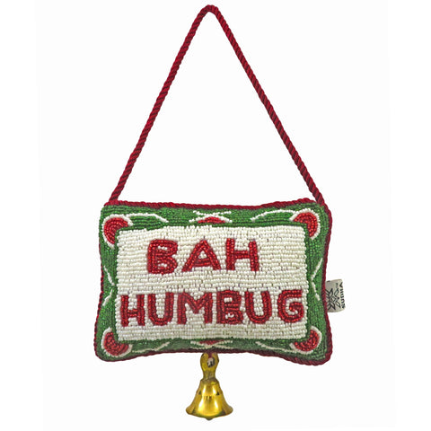 Beaded "Bah Humbug" Red & Green Doorknocker