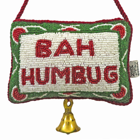 Beaded "Bah Humbug" Red & Green Doorknocker
