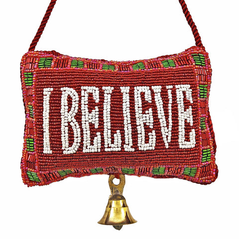 Beaded "I Believe" Doorknocker, 4 x 6"