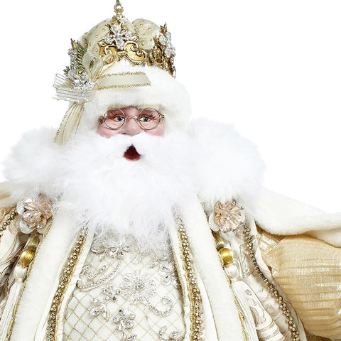 Snow and Pearls Santa Figurine, 26"