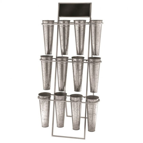 Metal 3-Tier Flower Rack W/ Board, 29 x 61" (Galvanized)