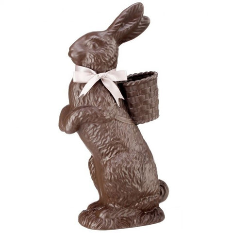 Resin Chocolate Standing Bunny Figure W/ Basket, 14"