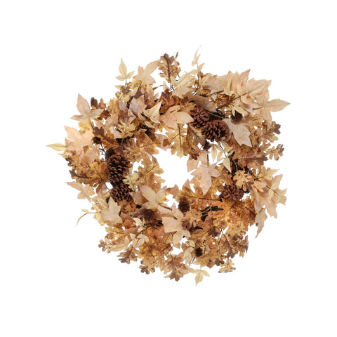 Maple Leaf And Pine Cone Autumn Wreath, 24"