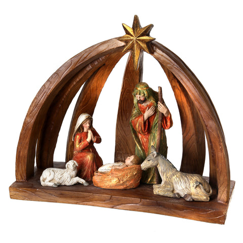 15" Resin Nativity In Arch Cresh w/Star