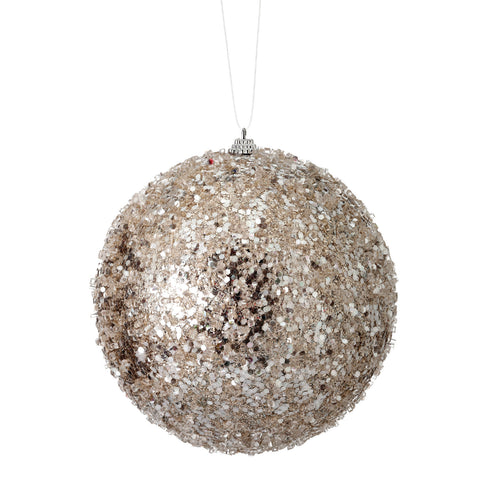 Glitter Sequin Iced Ball Ornament, 6" (Platinum)