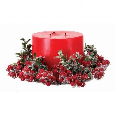 10" Berry Boxwood Candle Ring (Candle not included)