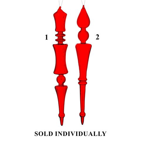 Glass Clear Stripe Finial Ornament, 14" (2 styles - sold individually)