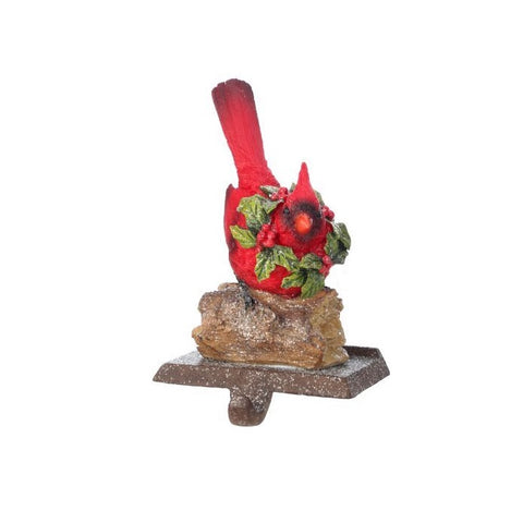 Resin Cardinal On Log Stocking Holder, 7-9" (2 styles - sold individually)