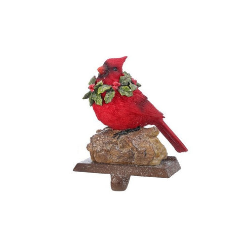 Resin Cardinal On Log Stocking Holder, 7-9" (2 styles - sold individually)