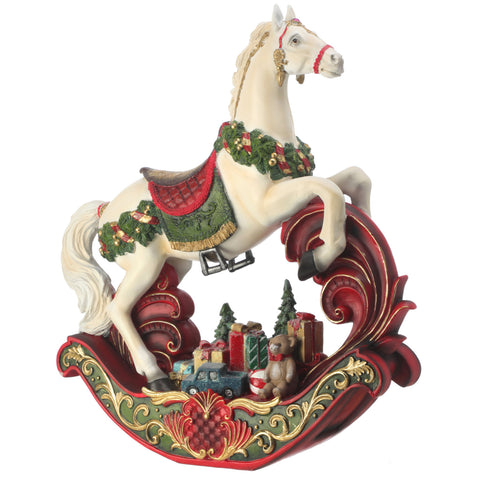 Rocking Horse W/ Holiday Gifts And Elegant Detailing, 20.5"