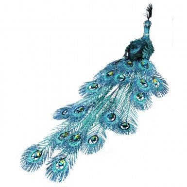 30" Glittered Peacock Pick