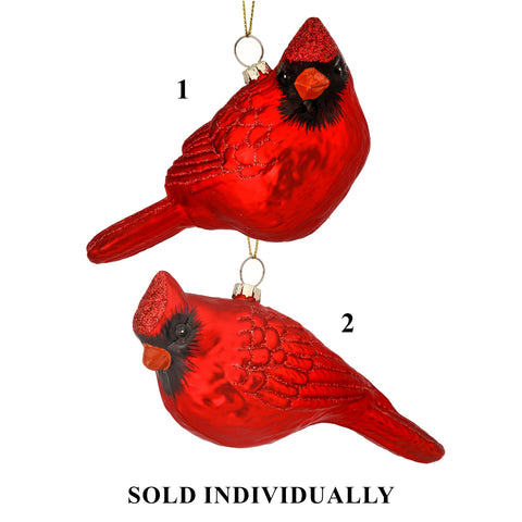 Glass Cardinal Ornament, 6" (2 styles - sold individually)