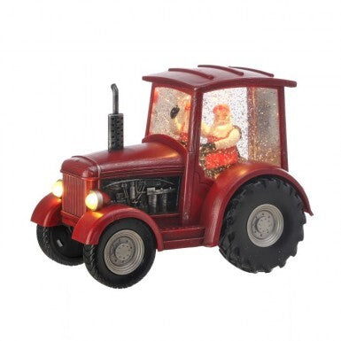 9" LED Battery-Operated Tractor Santa Water Globe