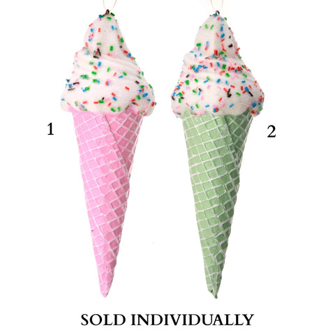 7" Plastic Iceream Cone Ornament (2 Styles - Sold individually)