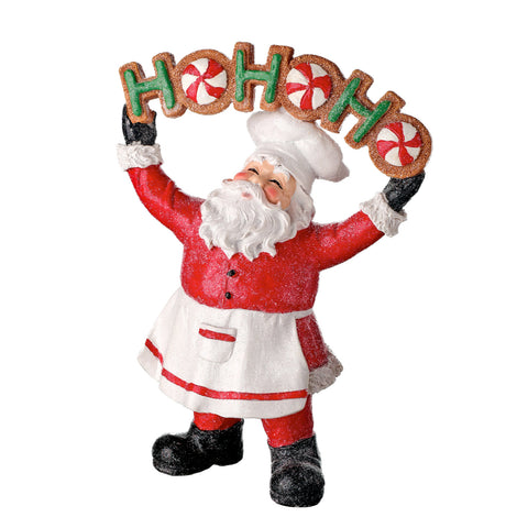 Peppermint "Hohoho" Santa Figurine, 8"