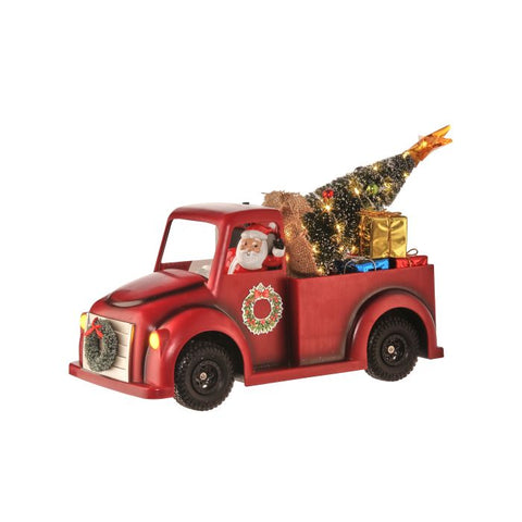 LED Music Santa Driving Truck (Battery/Timer), 16"