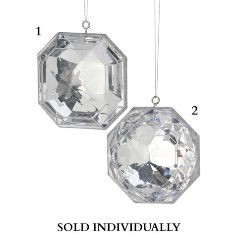 4" Acrylic Precious Gem Ornament, Clear Iridescent (2 Styles - Sold individually)