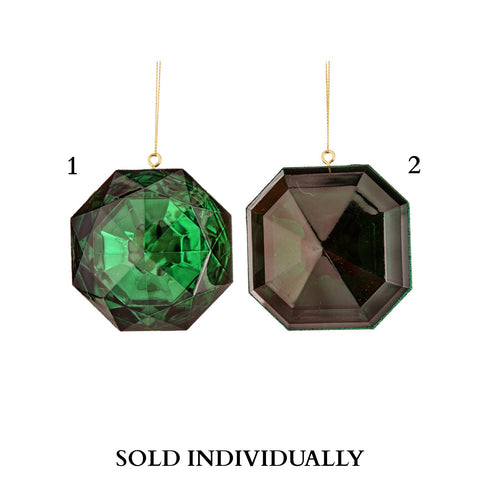 4" Acrylic Precious Gem Ornament, Emerald (2 Styles - Sold individually)