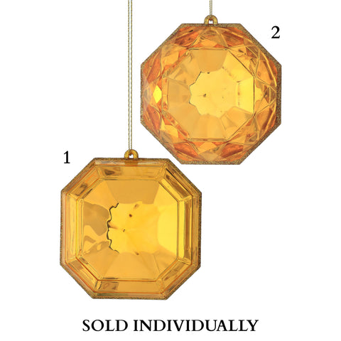 4" Acrylic Precious Gem Ornament, Gold (2 Styles - Sold individually)