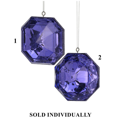 4" Acrylic Precious Gem Ornament, Purple (2 styles - sold individually)