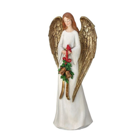Resin Angel w/Cardinal & Wreath/Bells, 12" (2 styles - sold individually)