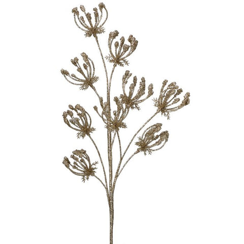 Glitter/Bead Queen Anne Bud Spray, 26"