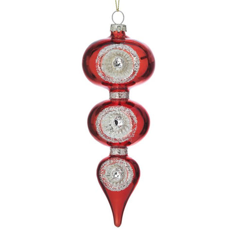 Glass Reflector Vintage Finial Ornament, 7"