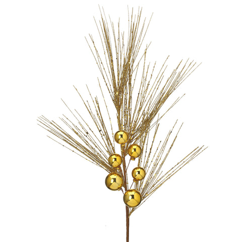 Glittered Pine And Gold-Colored Ball Spray, 26"