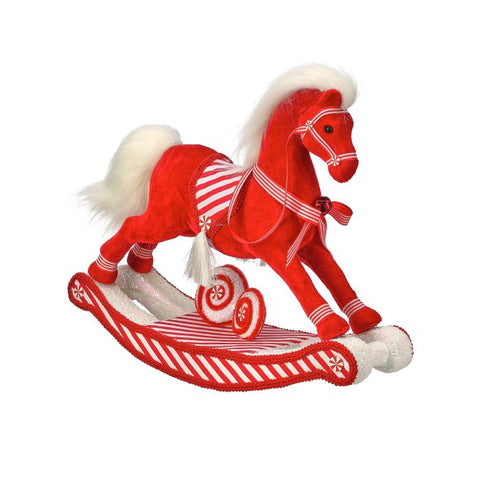Fabric Styro Peppermint Rocking Horse, 16"