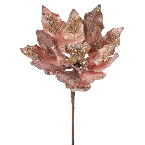 Heavy Jeweled Poinsettia Stem (Rose Gold)