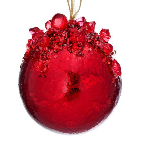 4" Heavy Jeweled Ball Ornament (5 colors - sold individually)