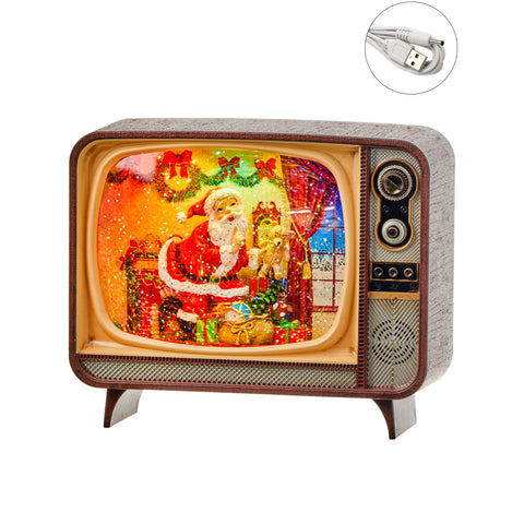 7" LED Santa Xmas Eve TV Water Globe