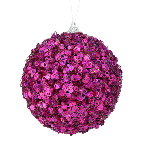 4.5" Glamour Sequin Ball Ornament (Pink)