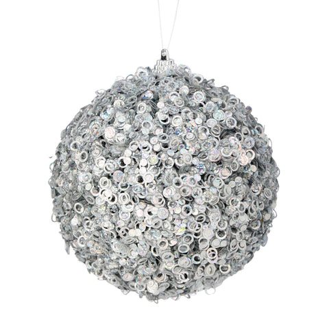 4.5" Glamour Sequin Ball Ornament (Silver)