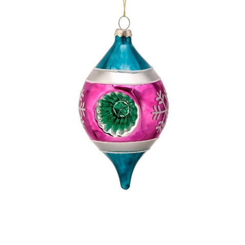 Glass Reflector Onion Ornament, 5.5" (2 styles - sold individually)