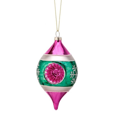 Glass Reflector Onion Ornament, 5.5" (2 styles - sold individually)