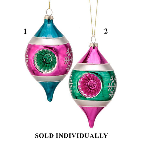 Glass Reflector Onion Ornament, 5.5" (2 styles - sold individually)