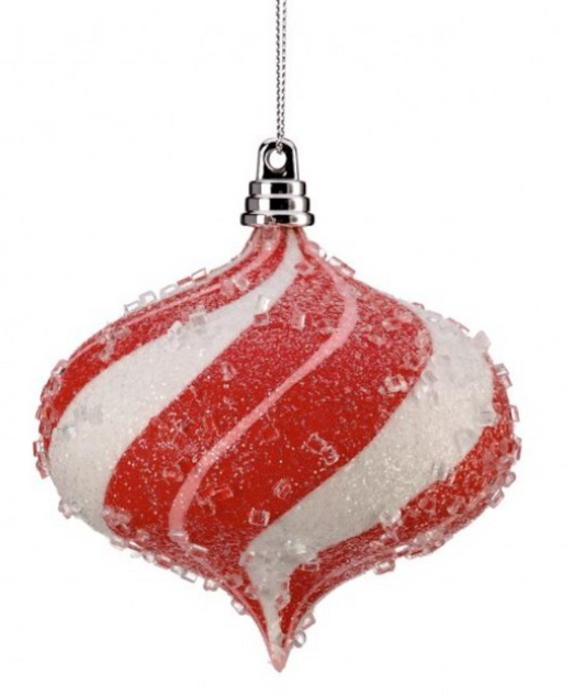 100MM Sugared Peppermint Swirl Ornament Set of 4