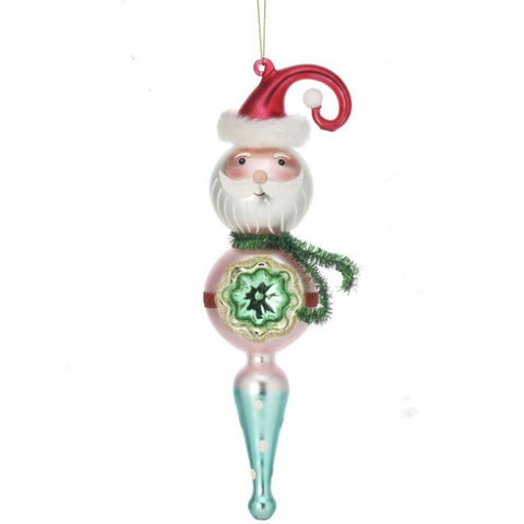 10.5 Glass Santa Reflection Ornament