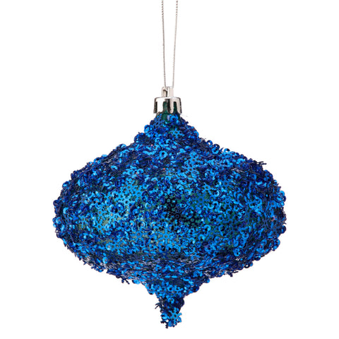 Metallic Snowflake Onion Ornament, 4" (Blue)