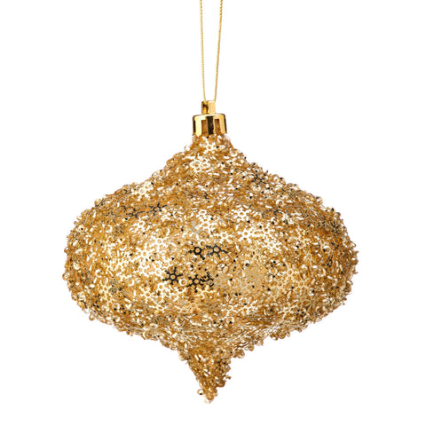 Metallic Snowflake Onion Ornament, 4" (Gold)