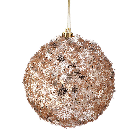 Metallic Snowflake Ball Ornament, 4" (Champagne)