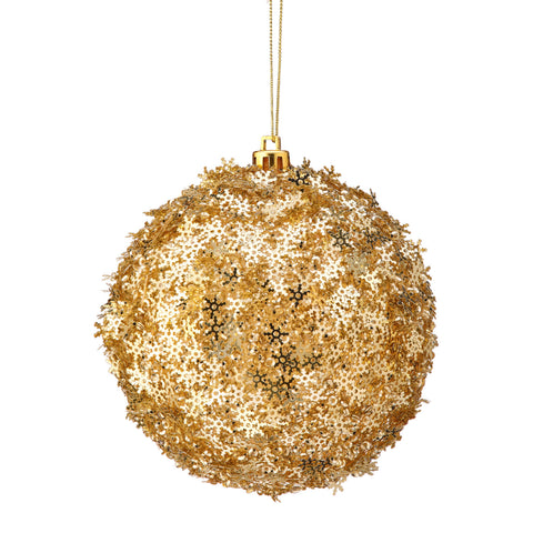 Metallic Snowflake Ball Ornament, 4" (Gold)